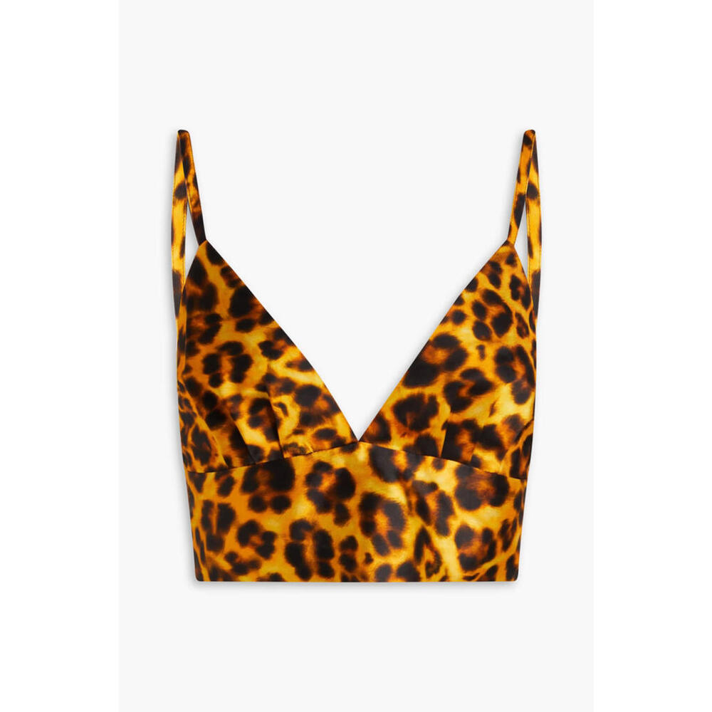 Sandro Leopard-Print Crop Top in Yellow and Black